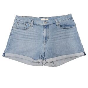 Levi Strauss & Co Denim Shorts‎ Mid Length Size 34 Blue Cuffed Stretchy